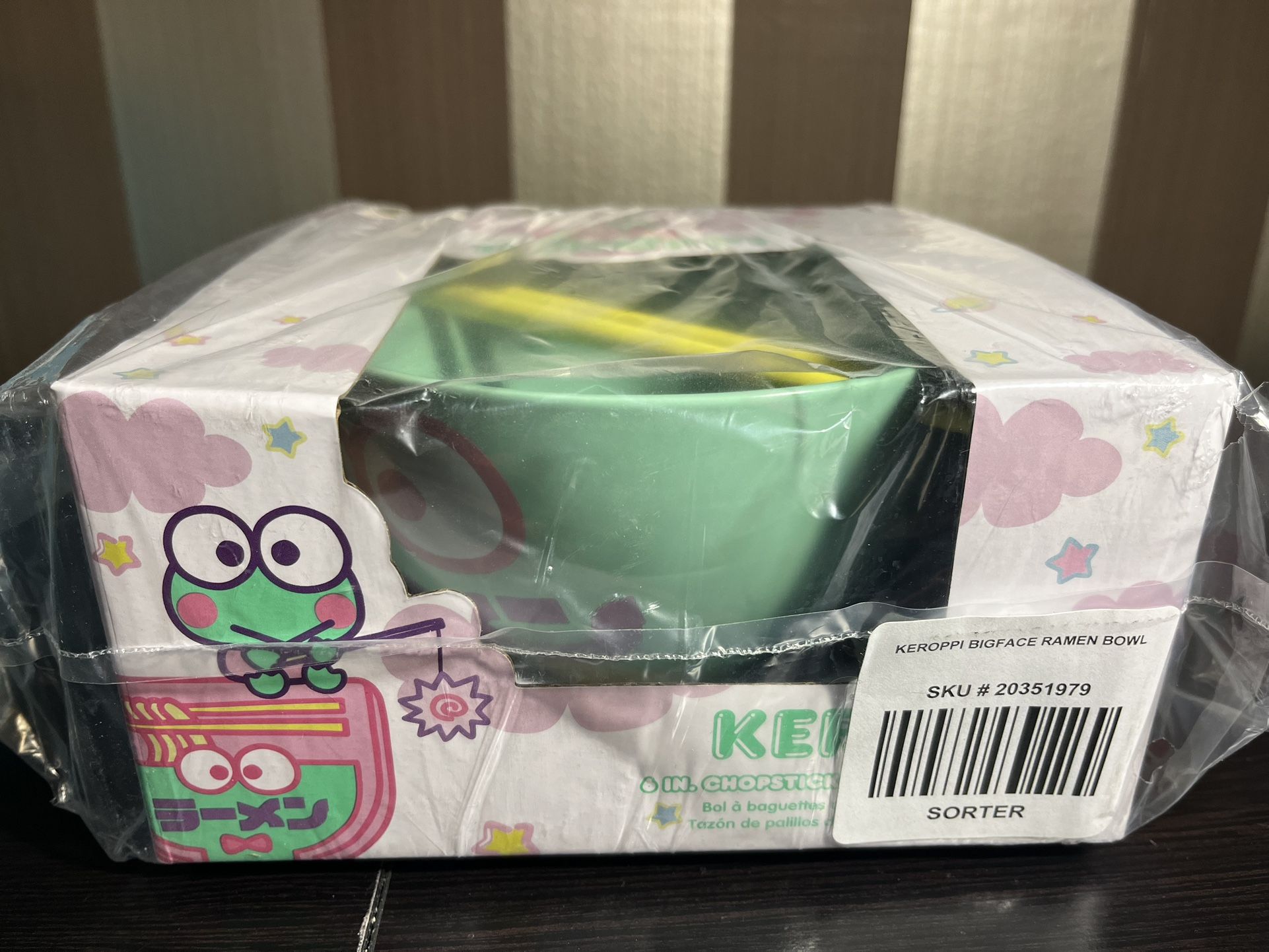 New Sanrio Keroppi Frog Ramen Bowl - Green with Chipsticks - Sealed