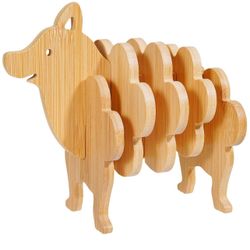 6-PCS Animal-Shaped Trivets, Collapsible Wooden Place Mats for Hot Dishes Pans, Anti Stain Pot Holders for Kitchen Counter Table Home Essentials, 4 Si