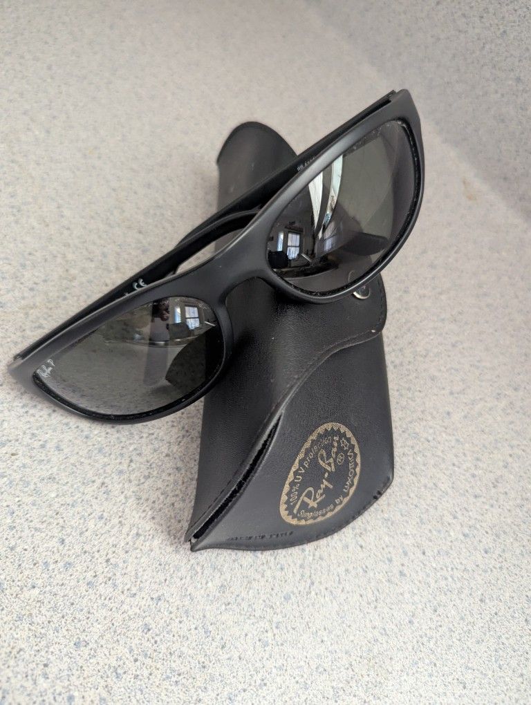 Ray Ban RB 4114 601/71 3N Rectangle Wrap Black Sunglasses Prescription Polarized Lenses In Frame