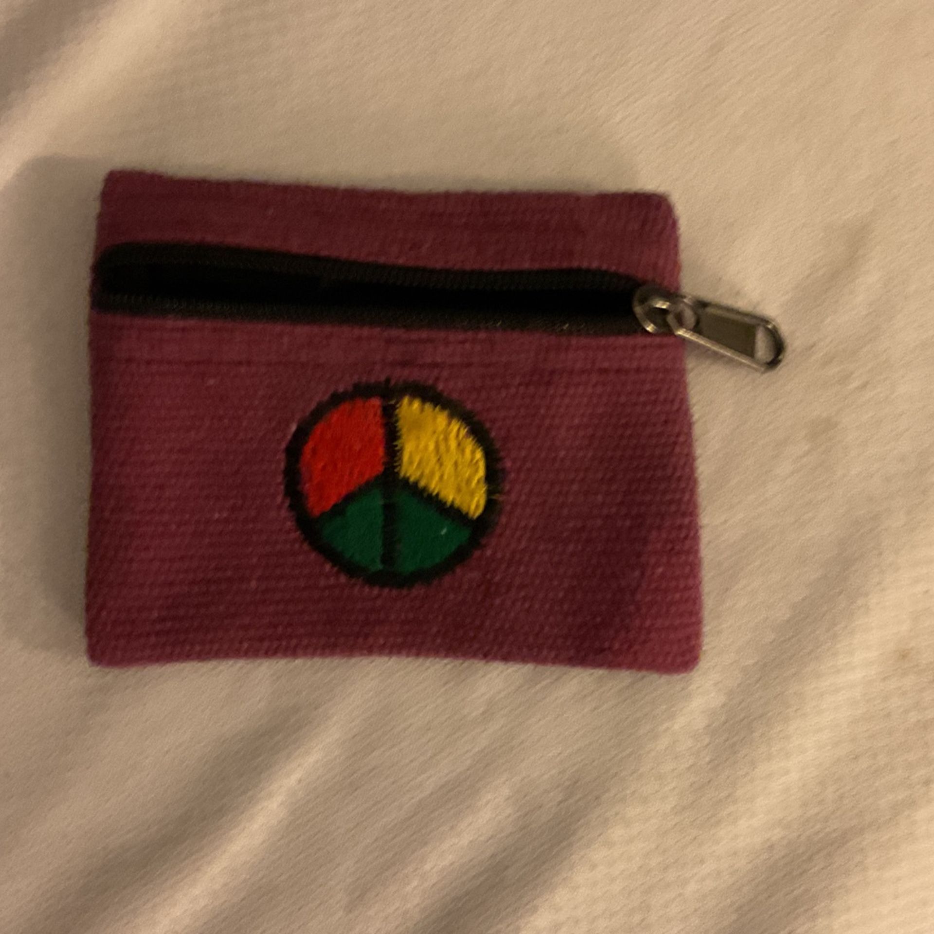 Small Peace Embroidered Coin Purse