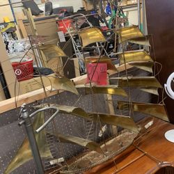 Vintage Brass Decorative Sailing Ship 