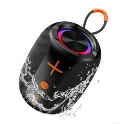 Portable Bluetooth Speaker with Lights, Powerful Crystal Clear Sound, IP67 Waterproof, All Day Playtime, AUX&TF-Card Input, Bluetooth 5.4, TWS Paring,