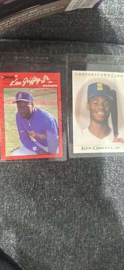 Ken Griffey Jr RC card and Cooperstown card
