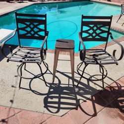 2 High Outdoor Chairs and 1 Stool
