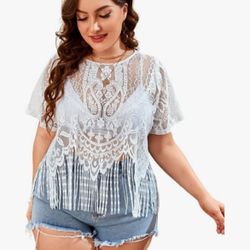 Lace Tee Fringe Top