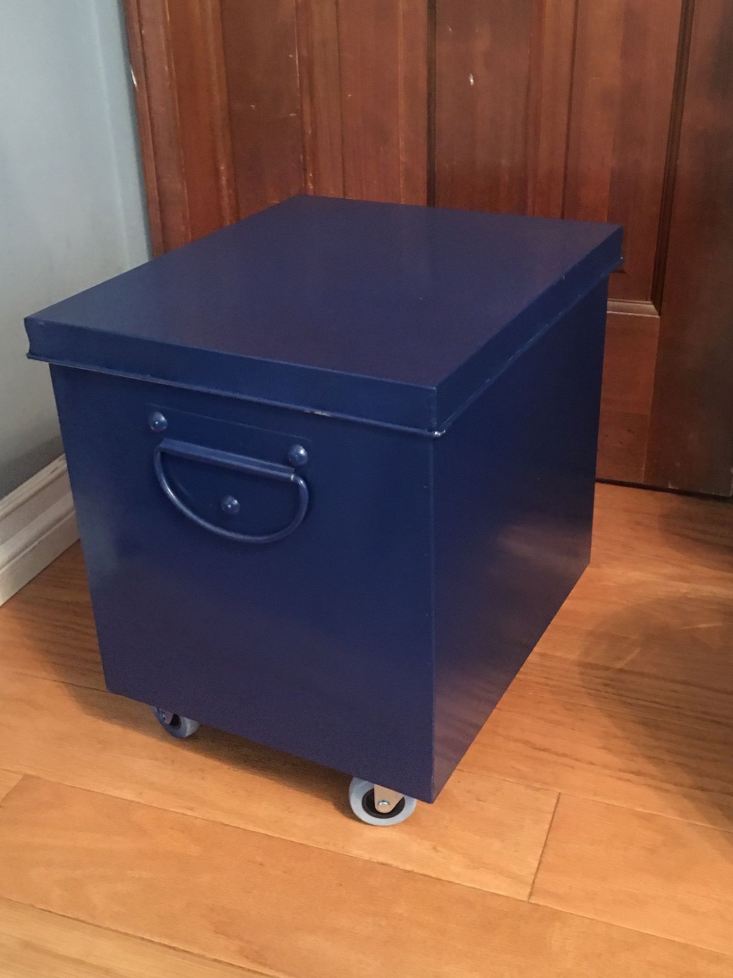 Blue Gold File Cabinet Or Storage on Wheels
