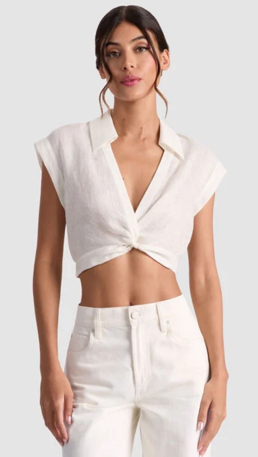 Alice+Olivia New Season Mila Crop Top In White