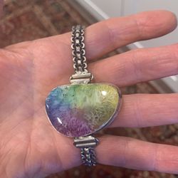 SOLAR AGATE-Sterling silver bracelet