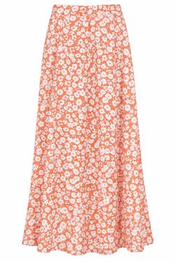 Orange Floral Maxi Skirt