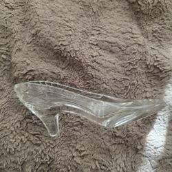Vintage Cut Glass High Heel Shoe Figurine, Clear Pressed Glass | Trinket | Slipper | Lady's | Paperweight | Art Glass | Cinderella | Crystal
