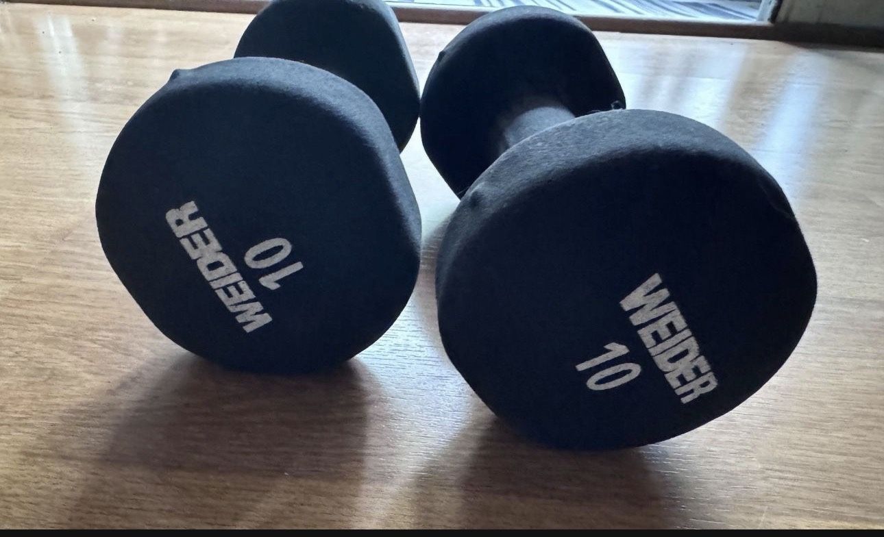Weider 10 lb Dumbbells Weights Gym Workout