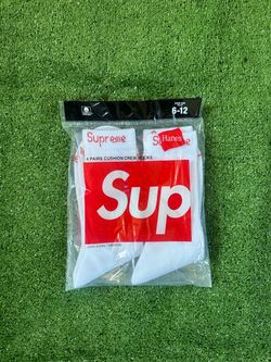 White Supreme socks