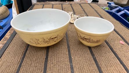 Pyrex Forest Mushroom Mixing Bowls Set of 2
