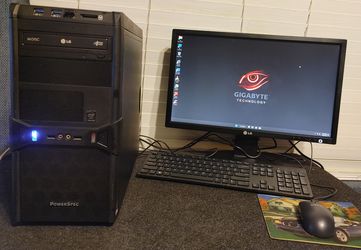 PowerSpec 🖥  Intel i5, PC., 3.20GHz  CPU/16.0GB.RAM/120GB +750GB  HDD,  Windows 11 new-25H2,  usb-Wi-Fi + 22"IN  Monitor. ✔️