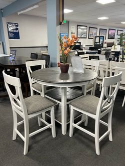 5PC White/ Gray Dining Table Set
