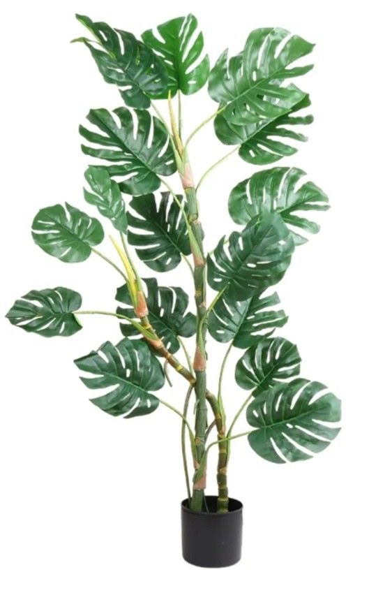 Fake Monstera Deliciosa Plants Tree 4.5ft Tall, Artificial Swiss Cheese Plant with Different Turtle Leaves