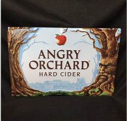 Tin Sign Angry Orchard Hard Cider 18”x12” New tin tacker Has Adhesive