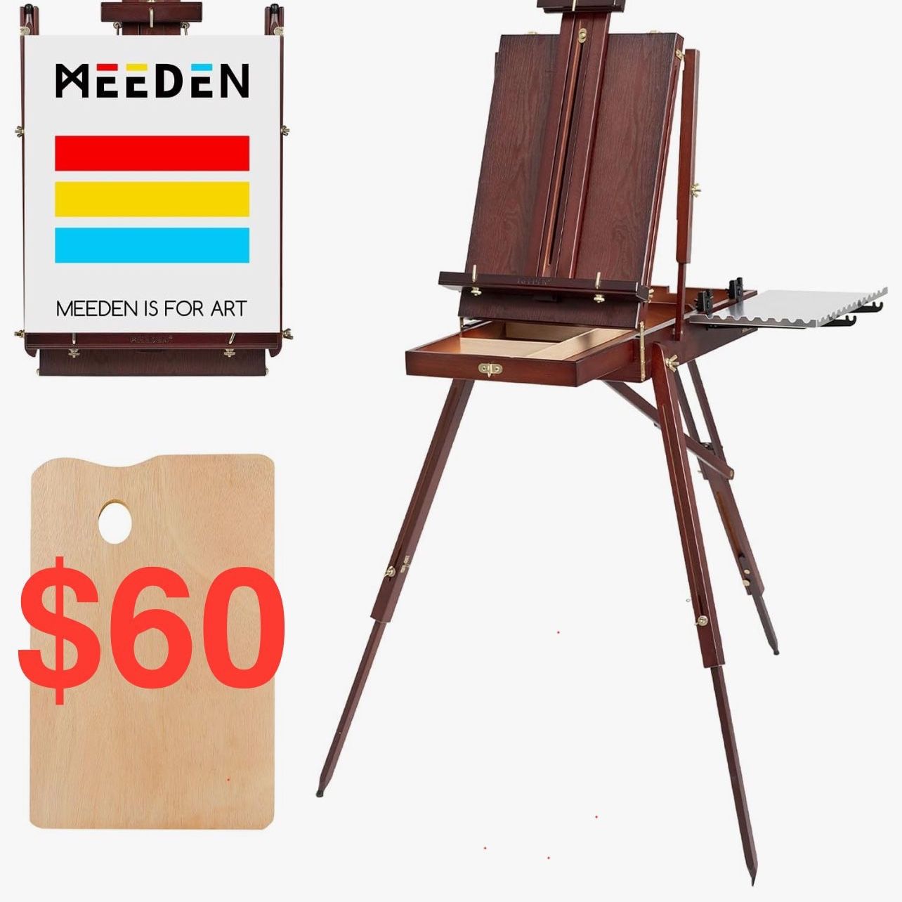 MEEDEN French Easel, Plein Air Easel, Art Easels for Painting Adult, Travel Easel, Easel Stand for Painting, Portable Artist Easel 