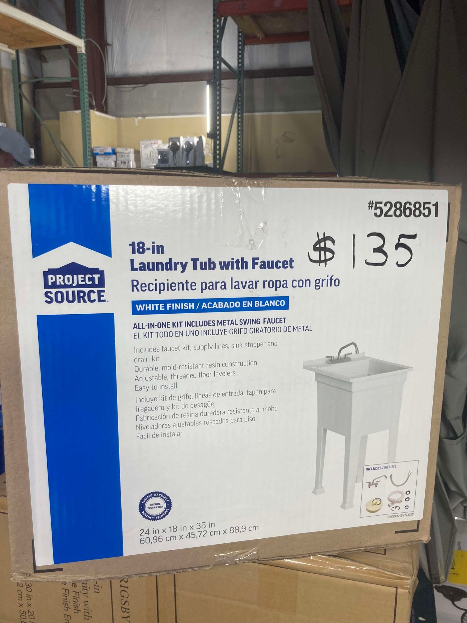 18in Laundry Tub With Faucet