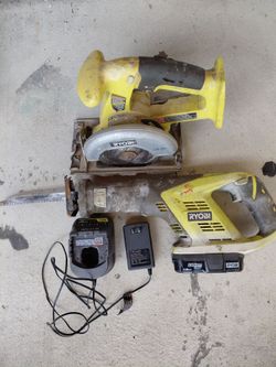 Ryobi circular saw and Sawzall battery operated brand new lithium 18 volt battery and brand new charger all for 40 bucks