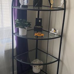 Corner Glass and Metal Shelf