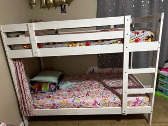 White Wood Twin Bunk Bed Frame