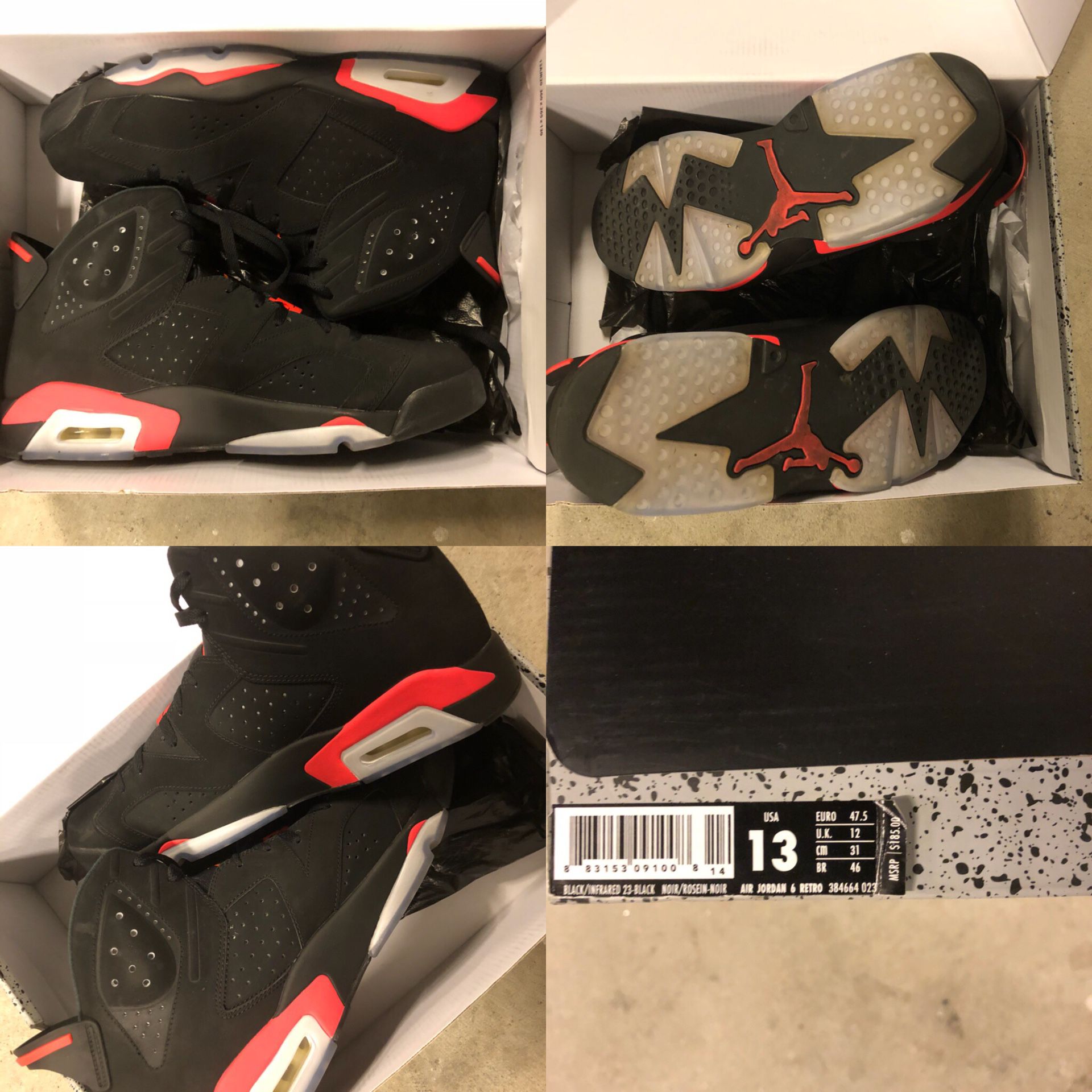 Jordan 6 Size 13 Infrared $130
