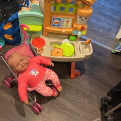 House With Toys And Doll With Stroller 