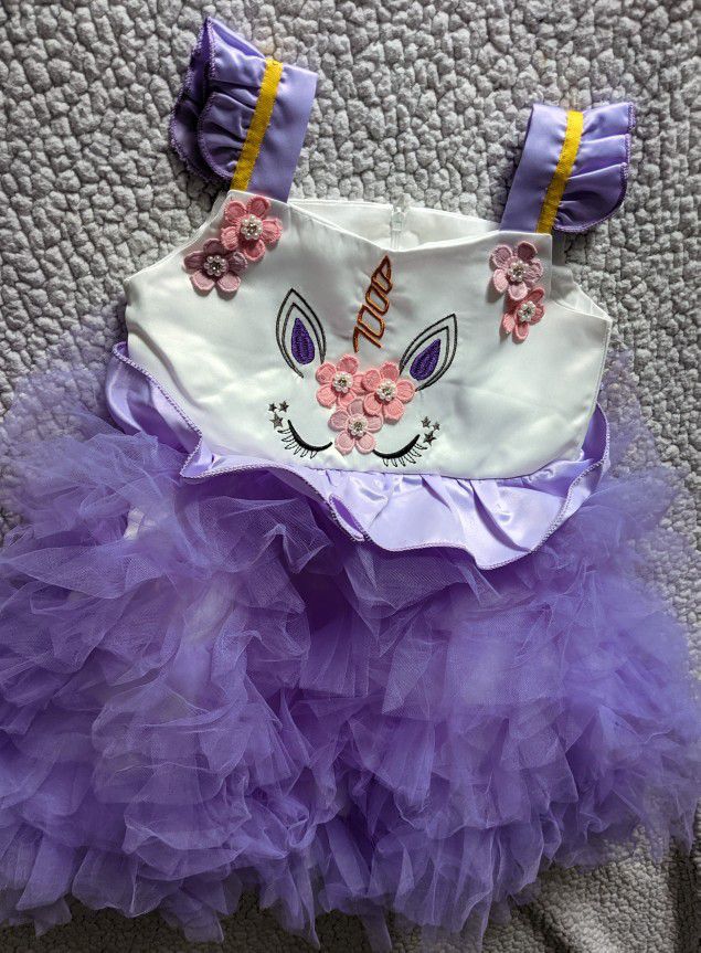 Purple Unicorn Tutu Dress Size 3 for birthdays, Christmas, church,family reunion