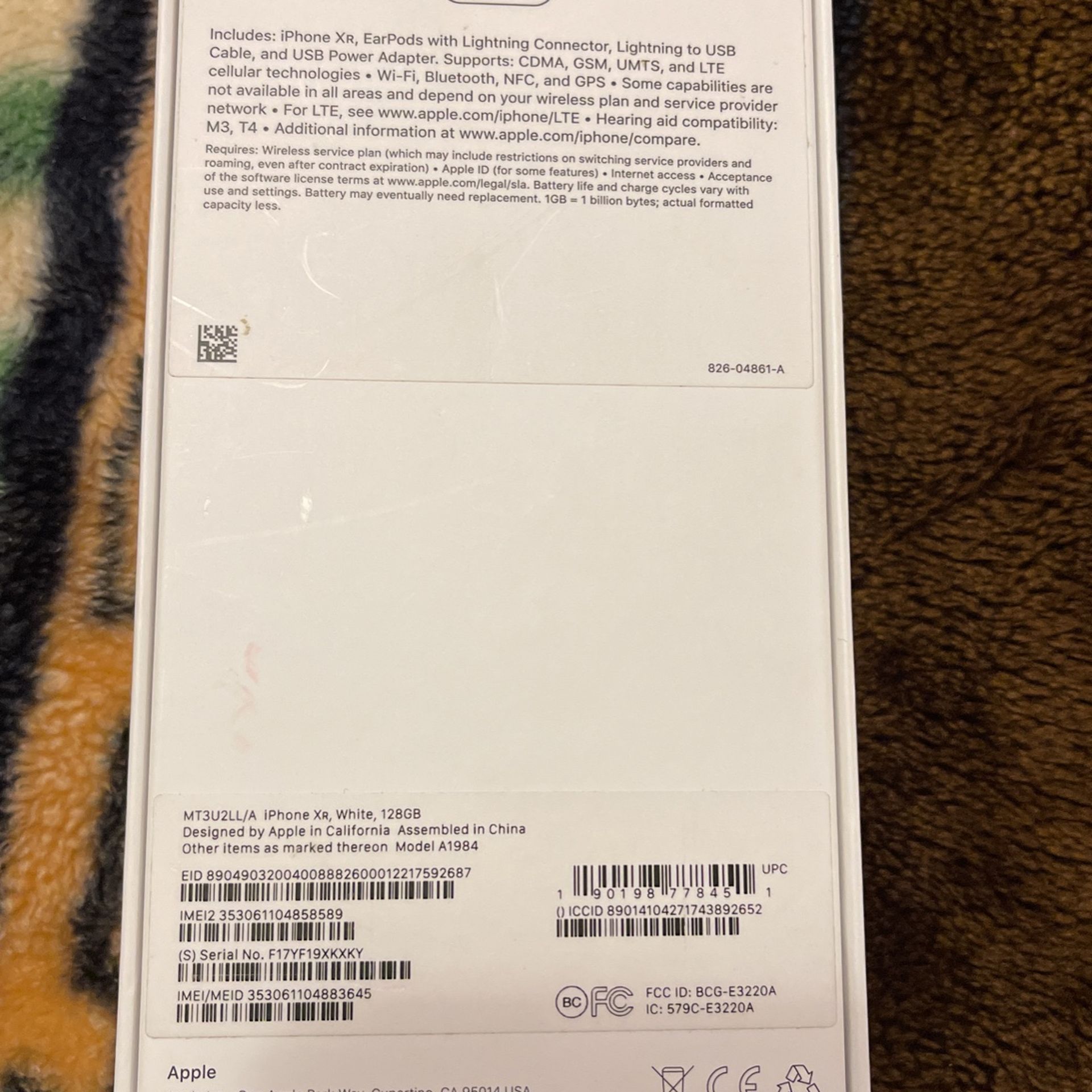Iphone XR 128Gg Empty Box..