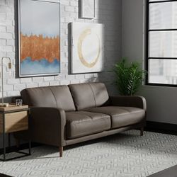 72in Leather Sofa Dark Gray NEW 