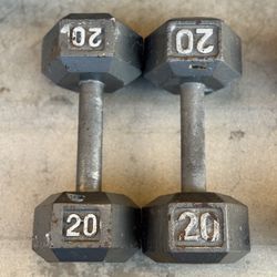 (Set of 2) 20lb Cast Iron Hex Dumbbells
