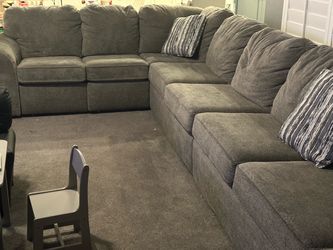 Large 19’ Gray Sectional Sofa + Matching Loveseat Available