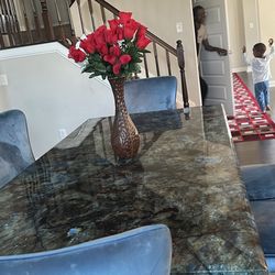 Blue Table With Chairs