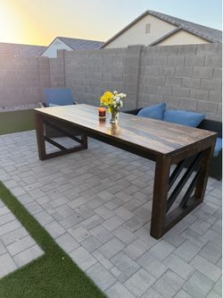 Handmade Rustic Modern Farmhouse Dining Table – Dark Walnut