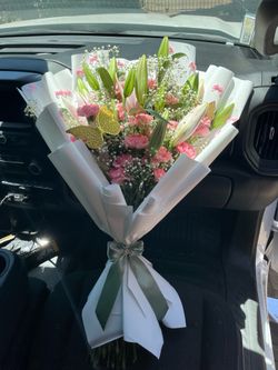 Anniversary bouquet carnation and lilies
