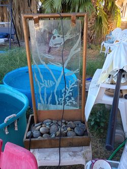 Waterfall Etched crysta glass electric pump