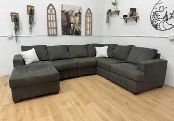 Living Spaces Gray Sectional Couch - Free Delivery