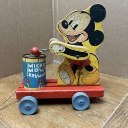 Antique Fisher Price Mickey Mouse Pull Toy