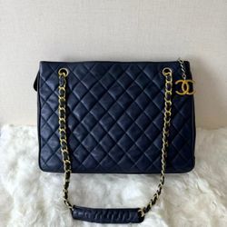 Chanel Double C Dark Blue Chain Bag