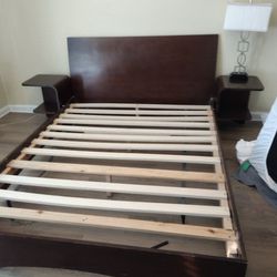 Queen Bed And Frame Brown And Nightstand Can Remove 