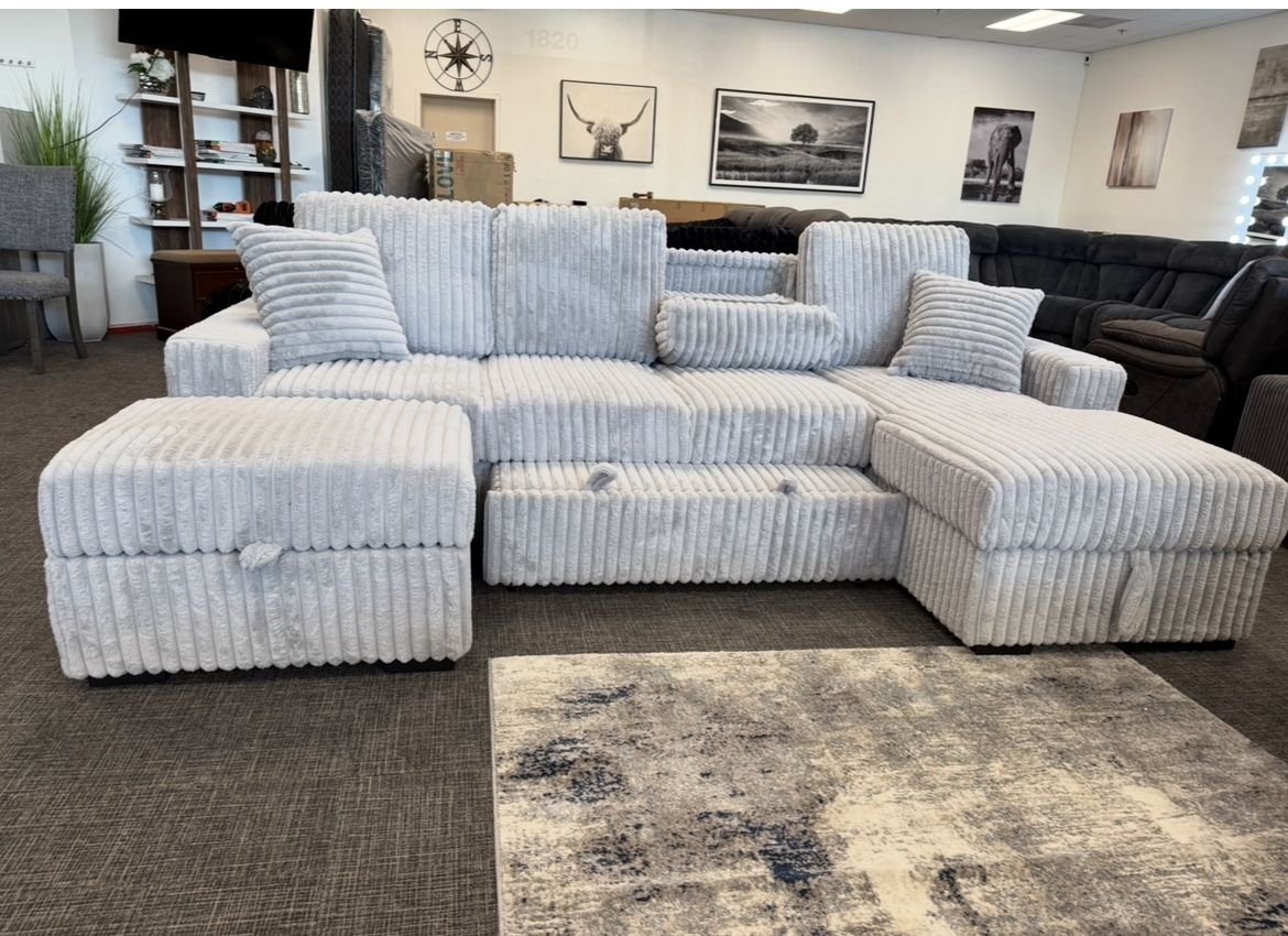 ποΈ Light Gray Corduroy Sectional β All-In-One Comfort for $999!