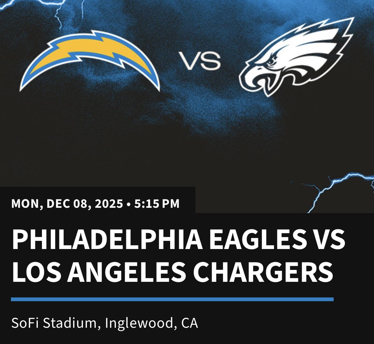 (2) CHARGERS VS EAGLES