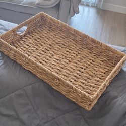 Natural Woven Wicker Decor Basket Tray