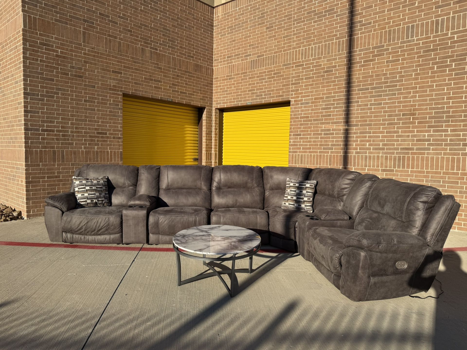 Ashley 7PC Power Reclining Sectional + Console (Clean / Ready)