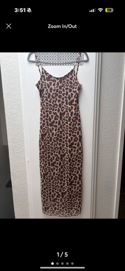 Brown Leopard-Print Mesh Maxi Slip Dress