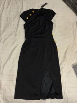 Fashion Nova Talia Black Midi Dress M