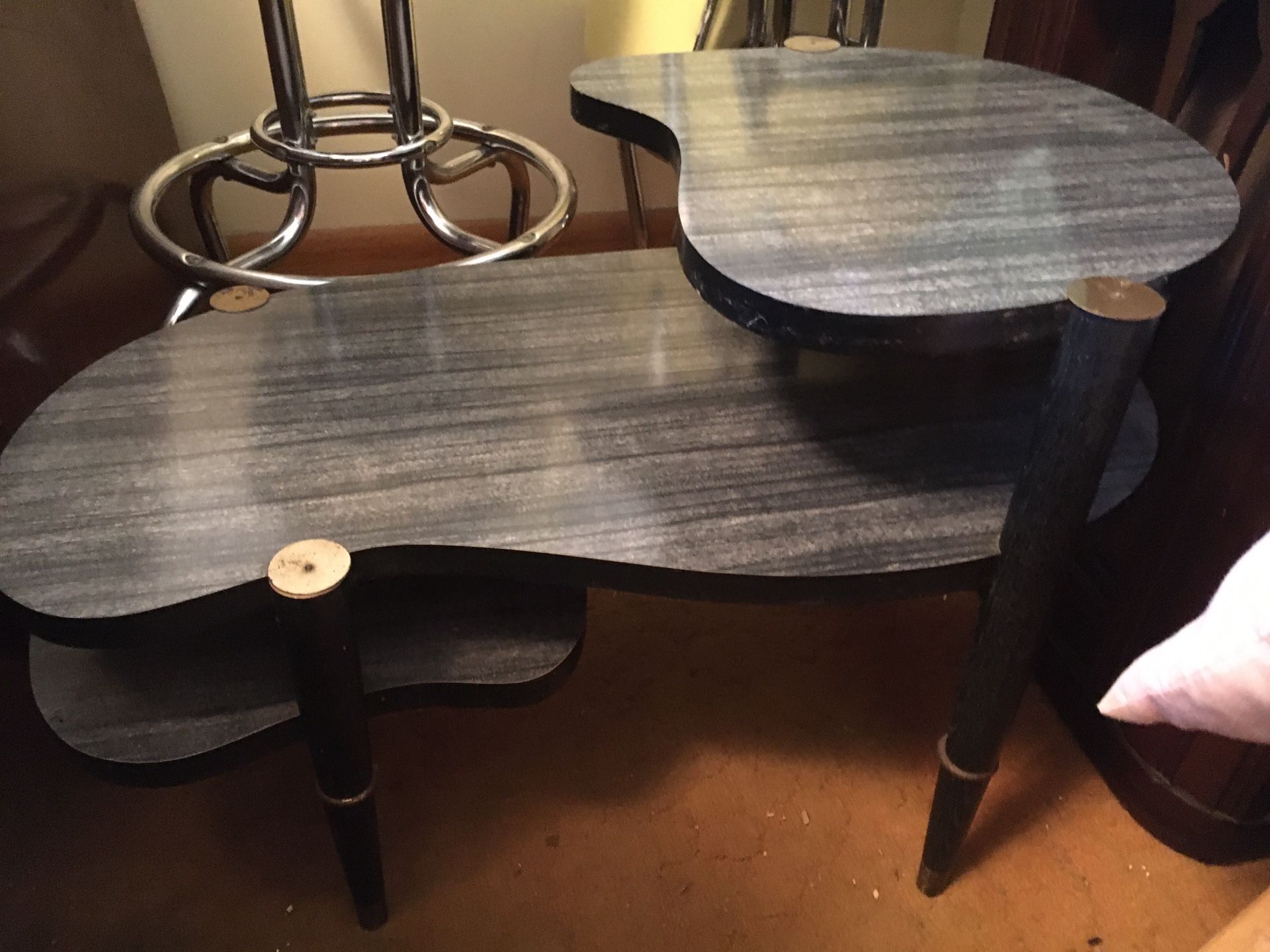 Danish Modern Step Up Gray End Tables- Pair Unique