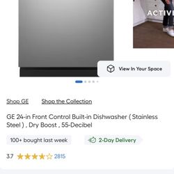 GE 24 In. Built-In Tall Tub Front Control Stainless Steel Dishwasher With 60 DBA, ENERGY STAR