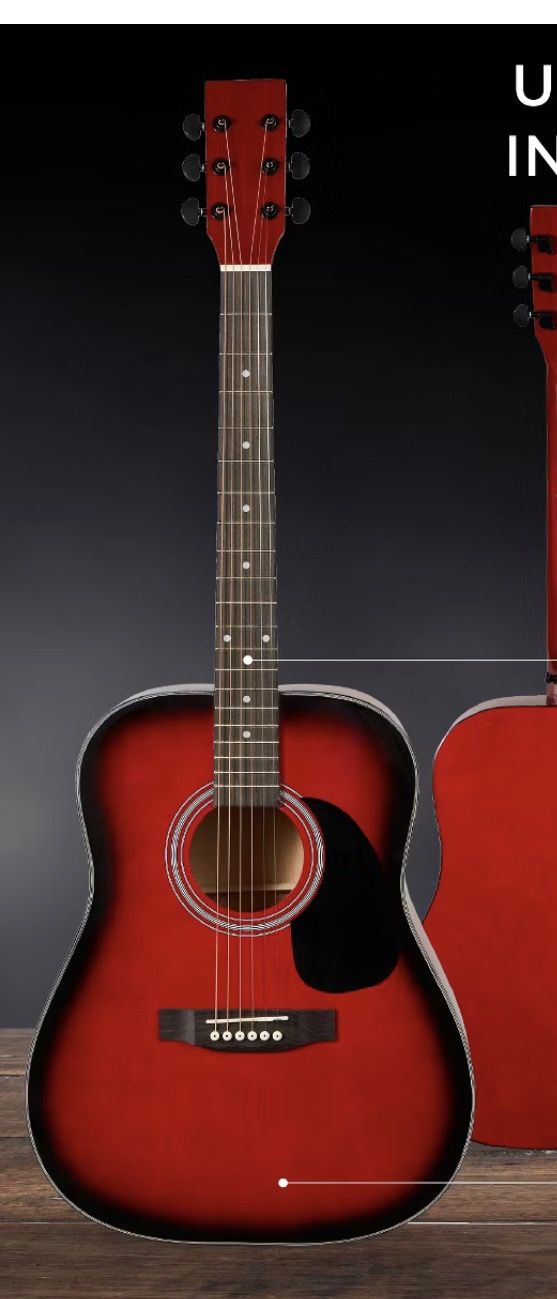 Red acoustic guitar Johnson 1993